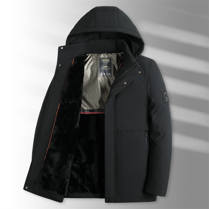 Men's Winter Fleece-lined Thickened Cotton-padded Jacket Removable Cap For Middle-aged And Elderly Dads Winter Warm Cotton-padded Jacket Coat