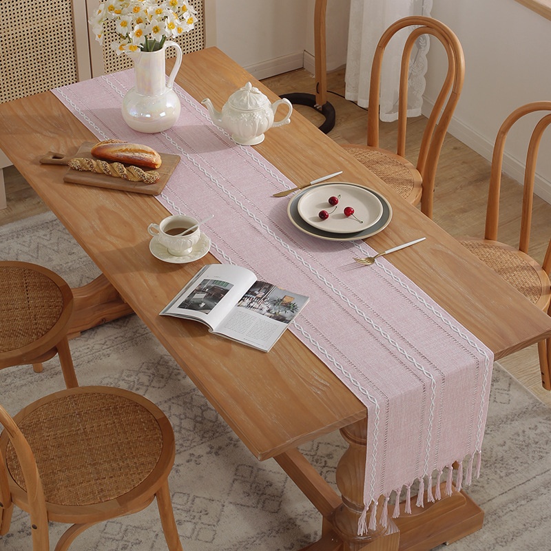 American Style Simple Light Luxury Handmade Tassel Fabric Coffee Table Dining Table Table Flag TVCabinet Shoe Cabinet Chest Of Drawers Dust Cover Towel