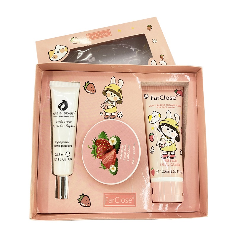 Strawberry/ V C Facial Cleansing And Skin Care3-in-1 Set Facial Cleanser120 M L Moisturizing Mask Eye Cream