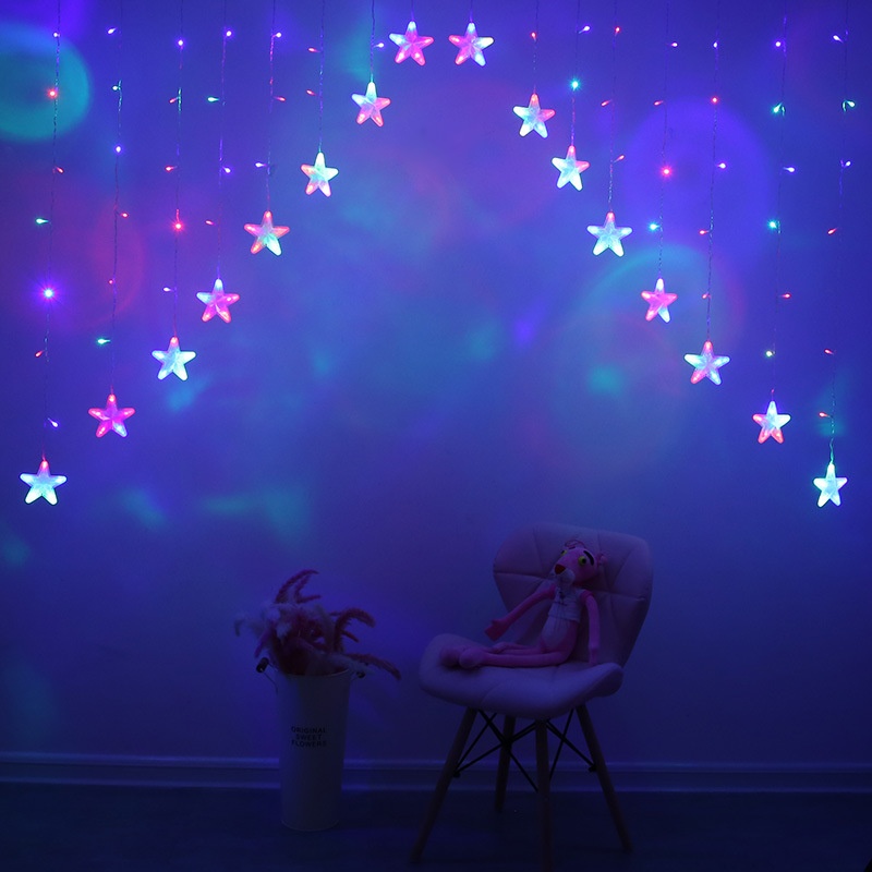 Inverted VCurtain Lights Star Five-pointed Star Decorative Lanterns String Led Curtain Lights Ice Strip Lights
