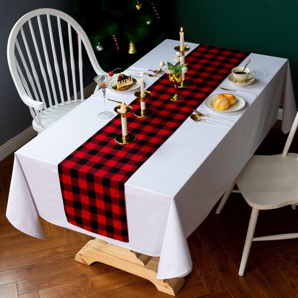 Red And Black Plaid Table Flag Home American Table Flag Decoration Plaid Tablecloth