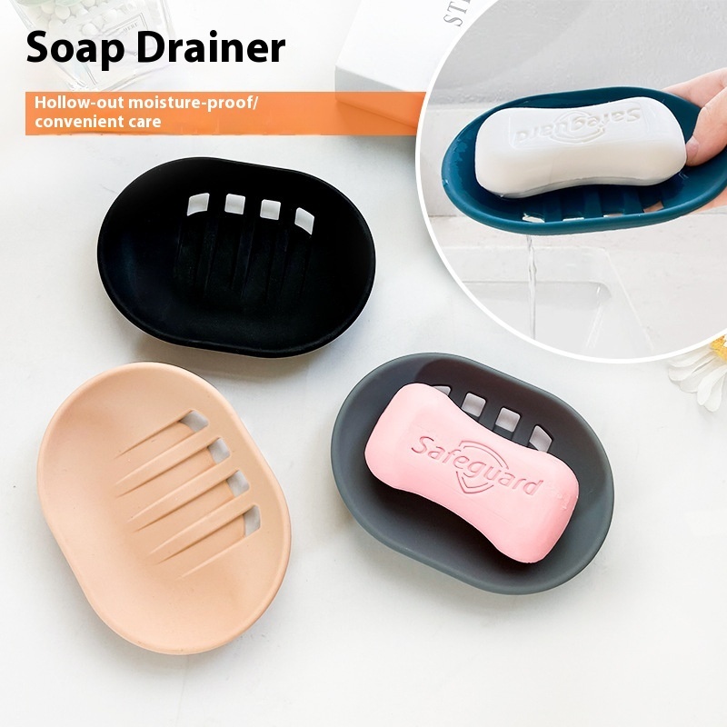 Simple European And American Style Punch-free Silicone Soap Tray Drain Water Household Drying Soap Rack Environmentally Friendly Soap Box Soap Box