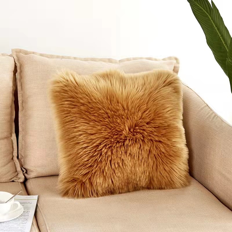 Imitation Wool Pillow Winter Plush Pillow Plush Pillow Bedside Pillow Sofa Home Pillow Cover Does Not Contain Core