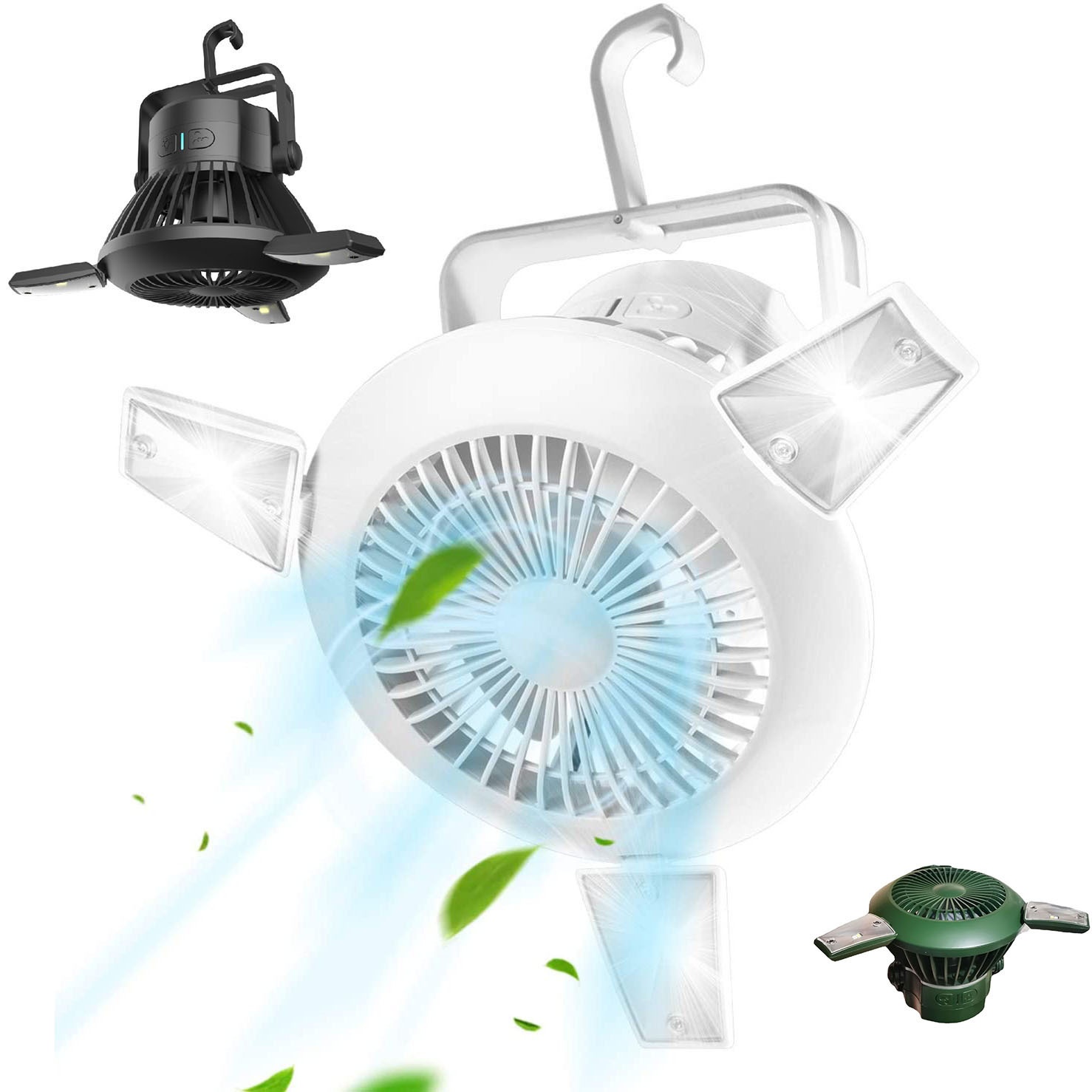 Outdoor Solar Camping Fan With Light Portable Mosquito Net