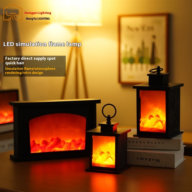 LEDSimulation Flame Lamp Nordic Style Decorative Fireplace Lamp Creative Home Crafts Atmosphere Night Light