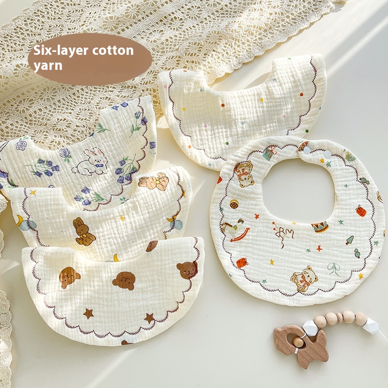 Baby Bib Six-layer Cotton Gauze Bib Baby Anti-spitting Soft Water-absorbentborn Children Bib Bib