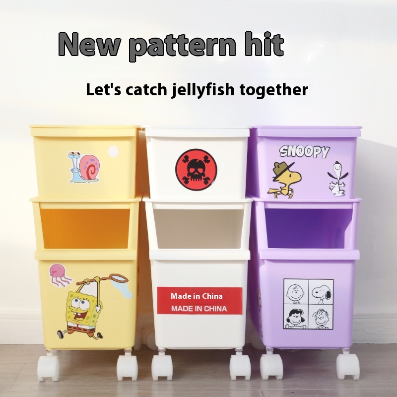 Stackable Storage Box Storage Cat Snack Bucket Cartoon Storage Box Toy Sponge Bob Sticker Pet Stroller