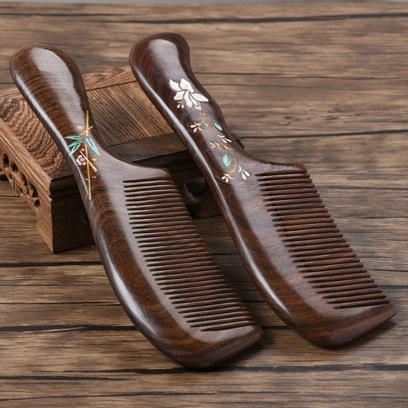 Sandalwood Comb Natural Wood Lacquer Comb Mahogany Hand-painted Comb Massage Comb Ladies Gift