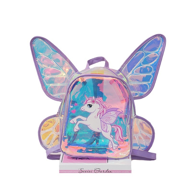 Fashion Laser Butterfly Wings Backpack Children's Backpack Cute Unicorn Transparent TPU Y Backpack