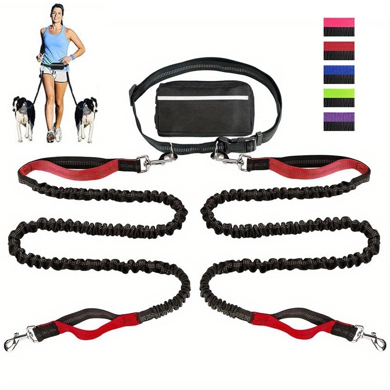 Pet Traction Rope Running Sports Reflective Dog Walking Rope Nylon One Drag Two Pet Rope