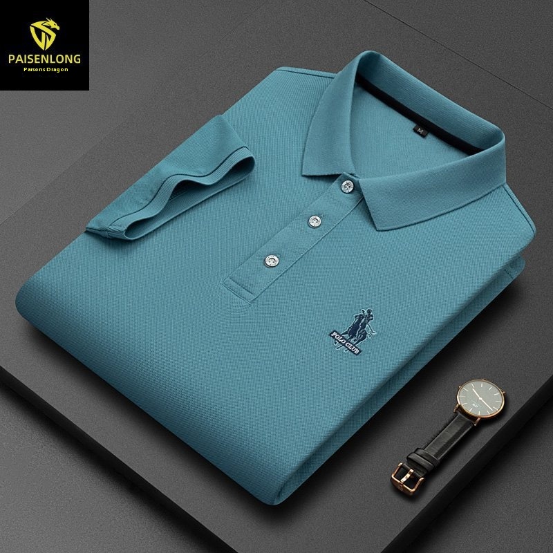 Paisonlong Summer Short-sleeved T-shirt Men's Lapel Polo Shirt Men's Summer Short-sleeved T-shirt Mercerized Cotton Polo