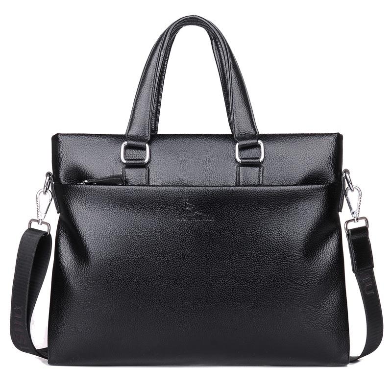 Binley Kangaroo Autumn And Winter Men's Simple Fashion Handbag Solid Color Large Capacity Soft Leather Computer Briefcase