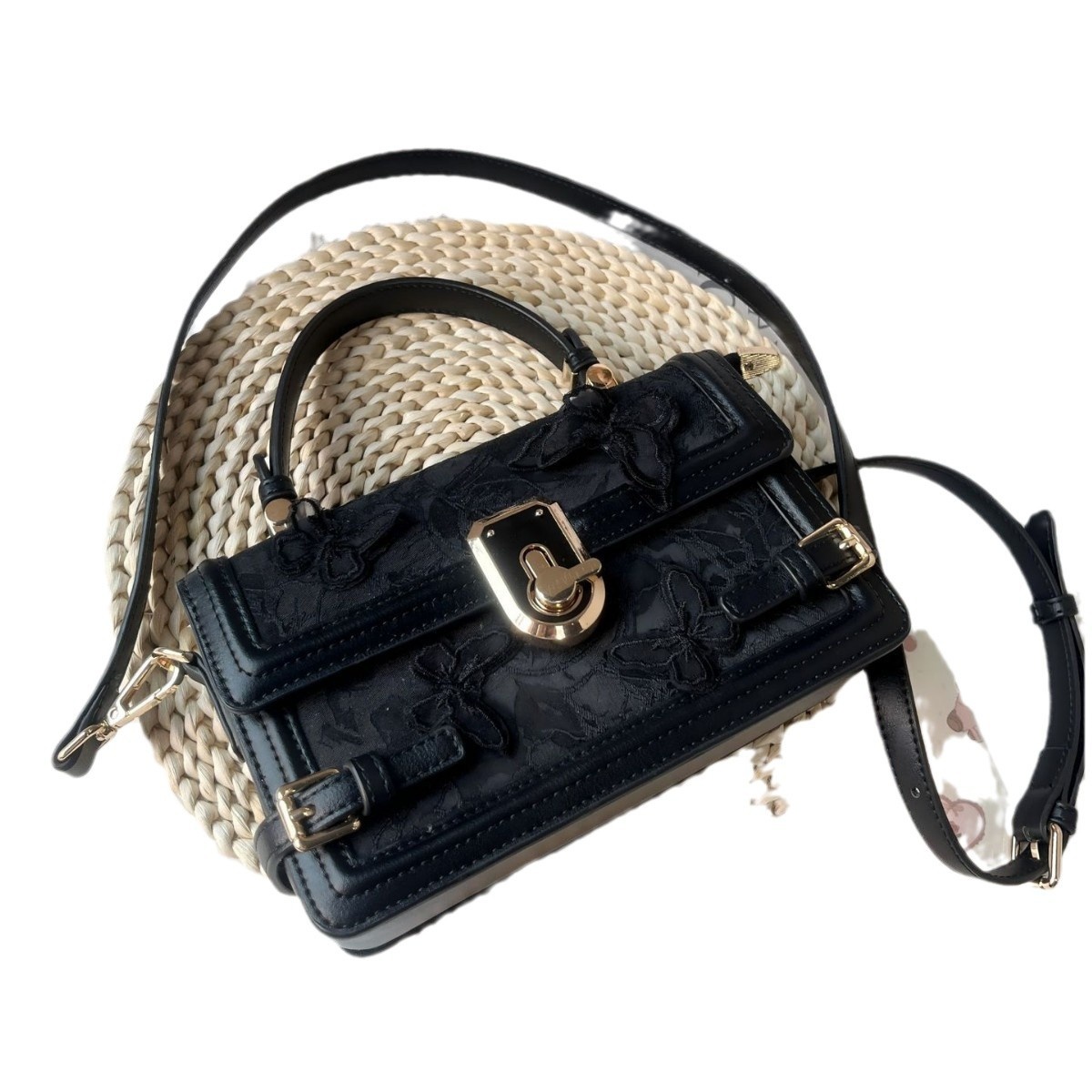 Spring Fairy Lace Box Bag High-end Butterfly Embroidered Portable Crossbody Small Square Bag