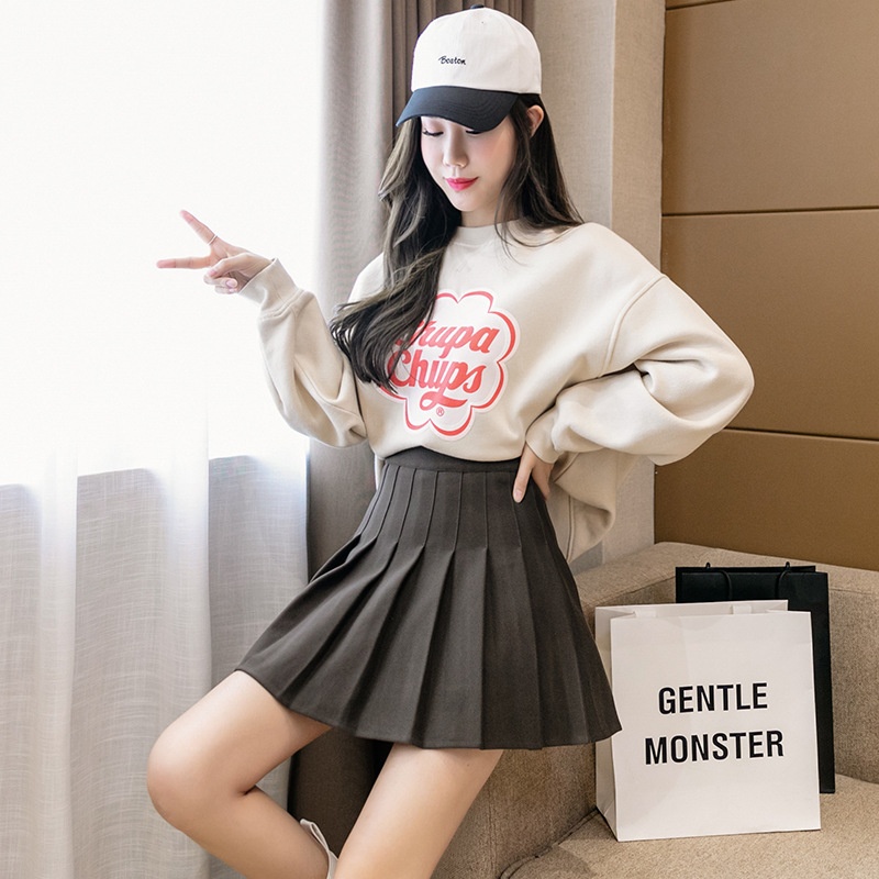 Woolen Short Skirt Pleated Skirt Women Autumn And Winter Plaid Black High Waist Korean Version A-line Skirt Slim Large Size Skirt