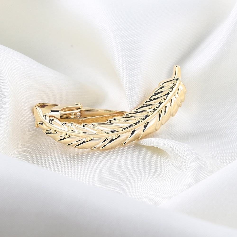Gold Large Feather Shape Metal Tie Clip Fashion Men's Casual Tie Clip All-match Korean Tie Clip