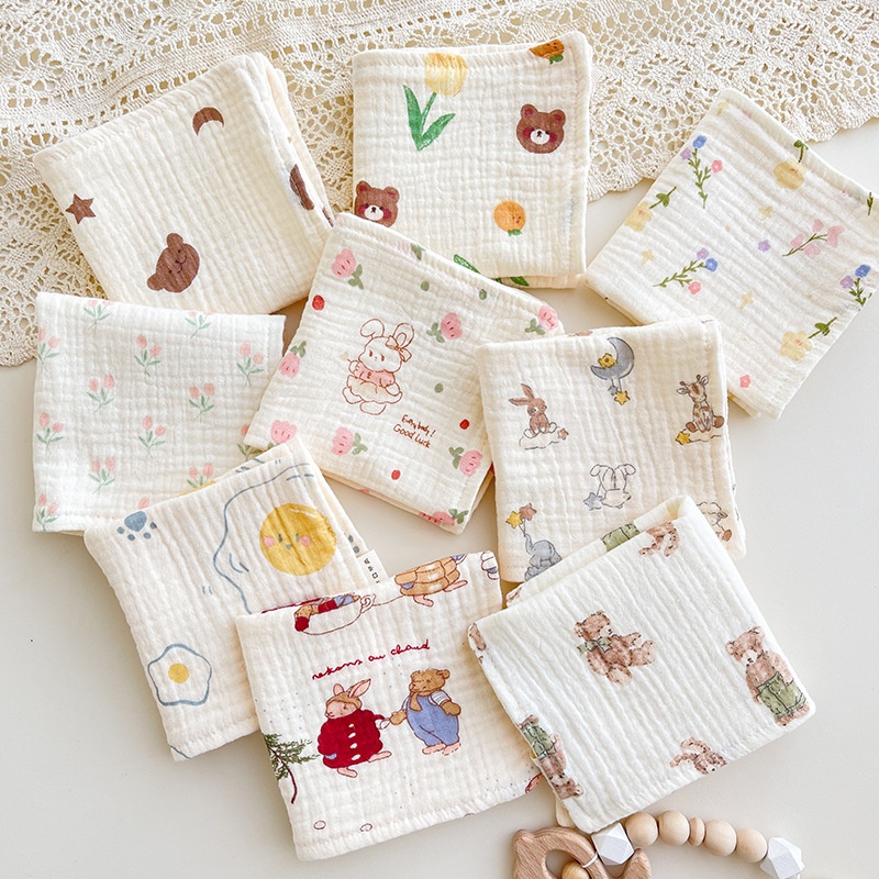 Style Four-layer Gauze Bib Soft Baby Small Square Towel Cute Children's Towel Handkerchief Baby Face Towel