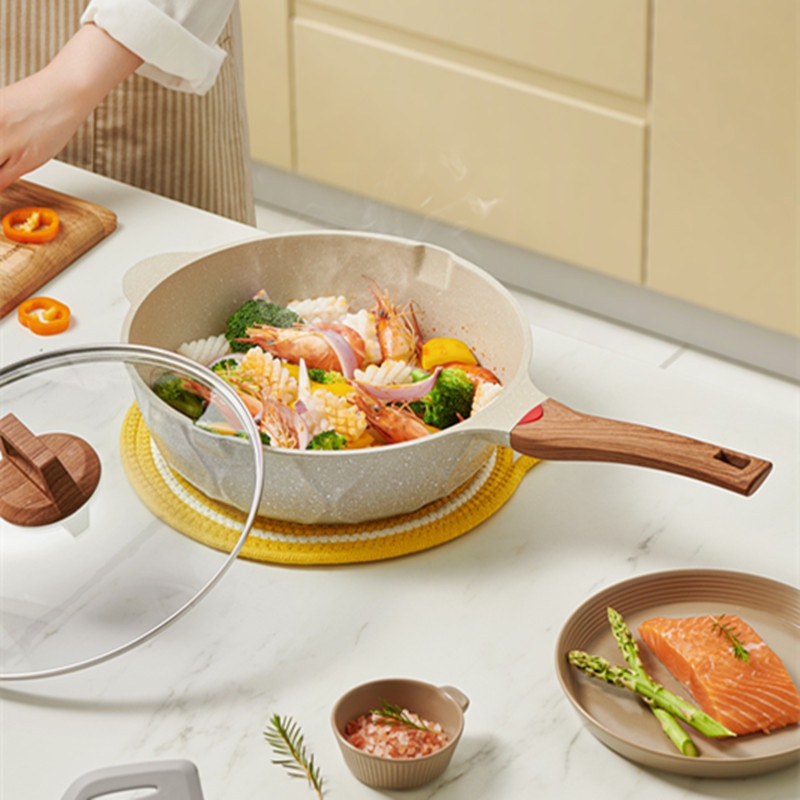 Frying Pan Non-stick Medical Stone Deep Frying Pan Pancake Steak Frying Pan Household Frying Pan Low Smoke Frying Pan