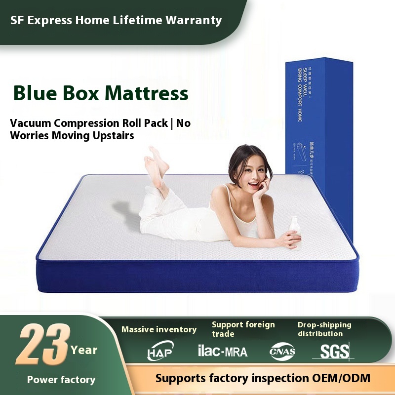 Blue Roll Memory Foam Box Household Soft Pack Latex Spring Mattress Soft And Hard Dual-use Latex Simmons Mattress