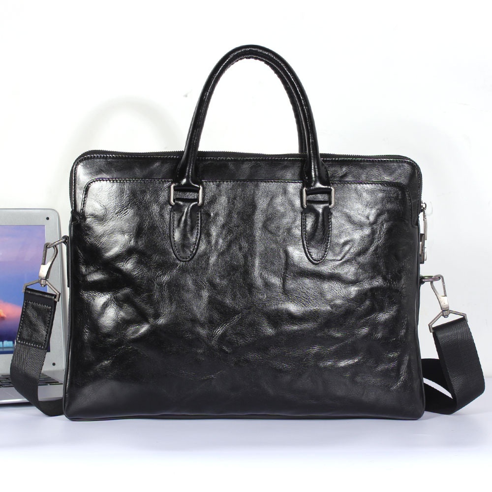 Men's Briefcase Genuine Leather Large Computer Business Shoulder Messenger Bag Casual Handbag Men's One Piece Dropshipping