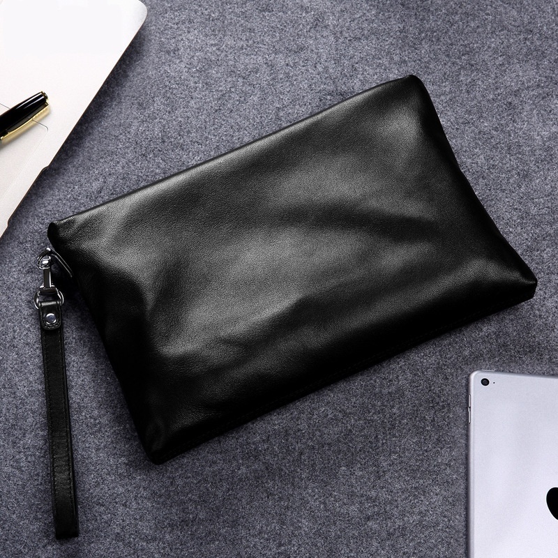 Men's Genuine Leather Handbag Clutch Bag First Layer Cowhide Envelope Bag Large Capacity Soft Leather Men's Bag One Piece Drop Shipping