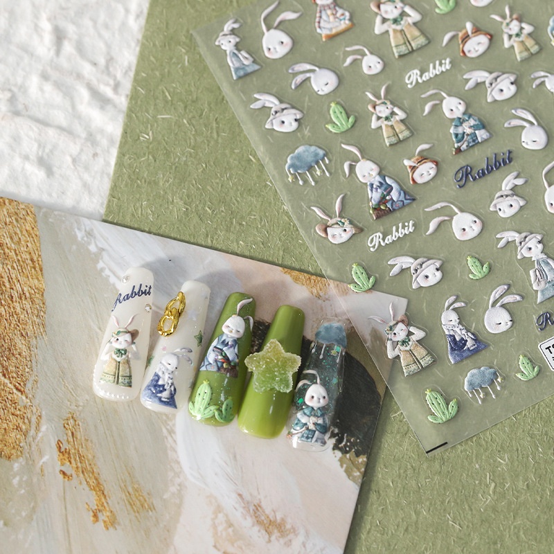 Magico Ferrite Japanese Relief Nail Stickers Pro Frosted Thin And Transparent Nail Stickers TS-2045 Forest Rabbit
