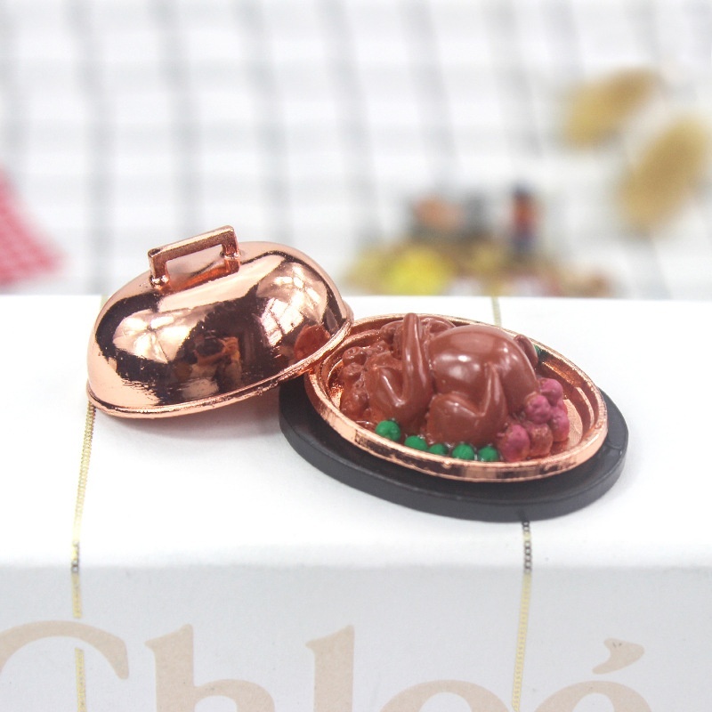 52 DOLLHOUSEDollhouse Accessories Miniature Model Toys Food Play Mini Thanksgiving Turkey Set Meal L142
