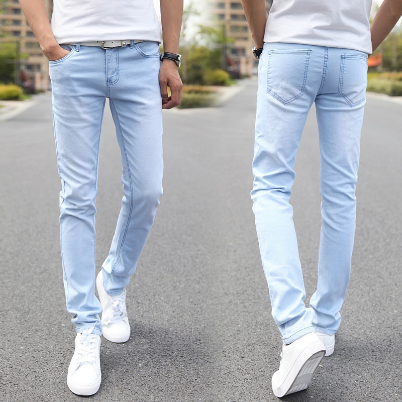 Summer Stretch Jeans Men's Slim Fit Skinny Stretch Pants Korean Styley Casual Men's Trousers