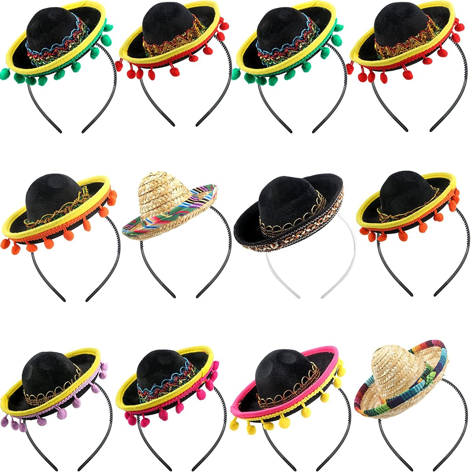 Style Headband Hat Mexican Hat Party Hat With Ball Edge Mini Hat