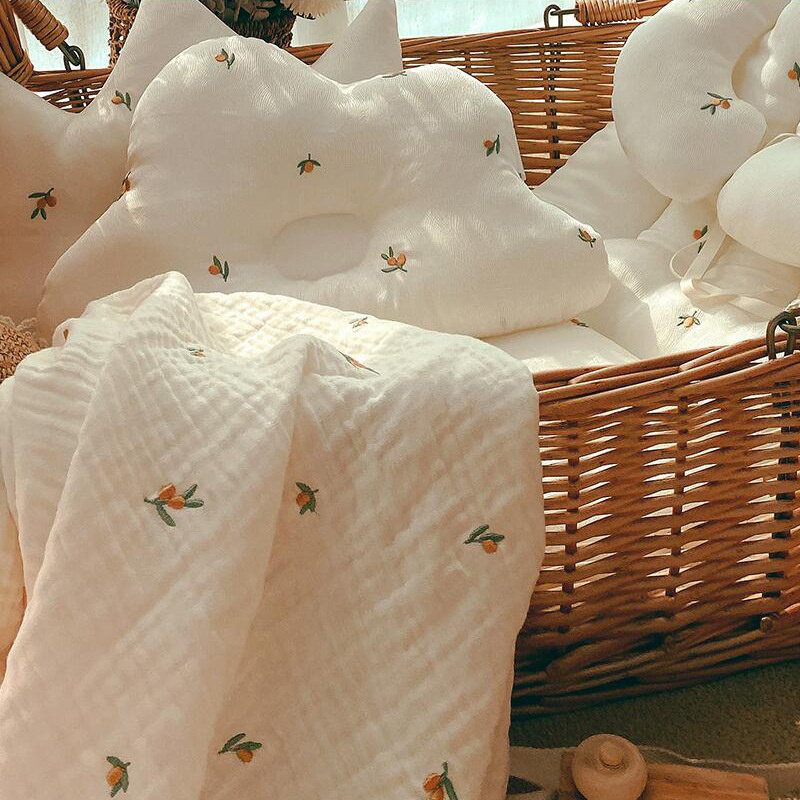 Nordic Style Bamboo Cotton Blanket Baby Four-layer Pure Cotton Blanket Autumn And Winter Blanket Kindergarten Lunch Break Blanket