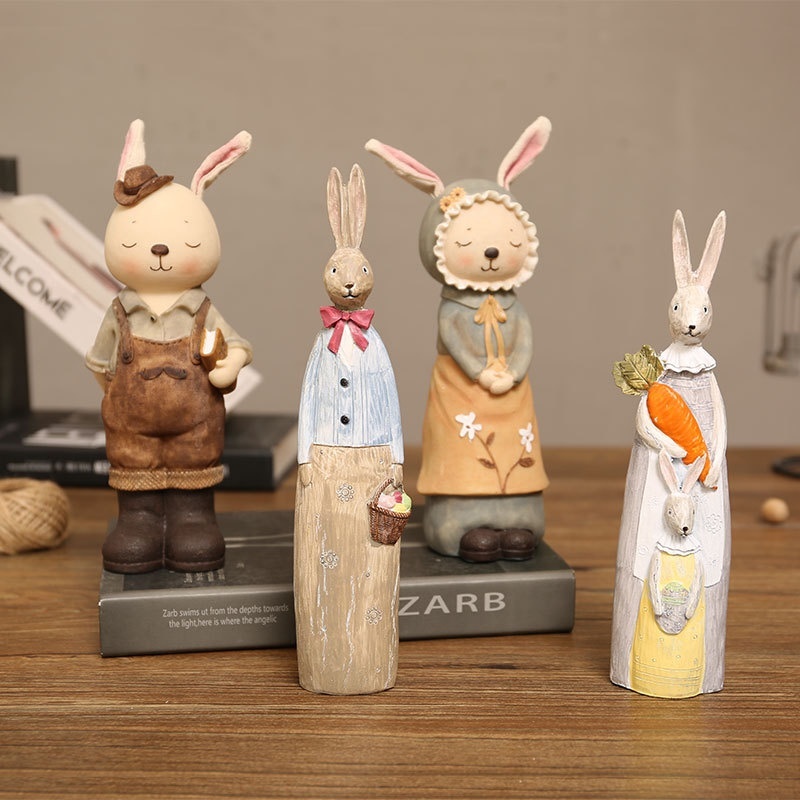 Retro Cartoon Cloth Carving Rabbit Wooden Money Saving Piggy Bank Children's Gift Toy Store Desktop Ornaments Craft