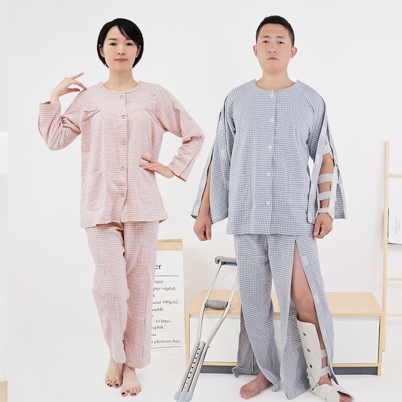 Spring And Autumn Easy-To-Wear And Take-Off Nursing Clothes For Arms And Leg Fractures, Postoperative Hospital Gowns, Bedridden Elderly Pajamas, Acupuncture Physiotherapy Clothes
