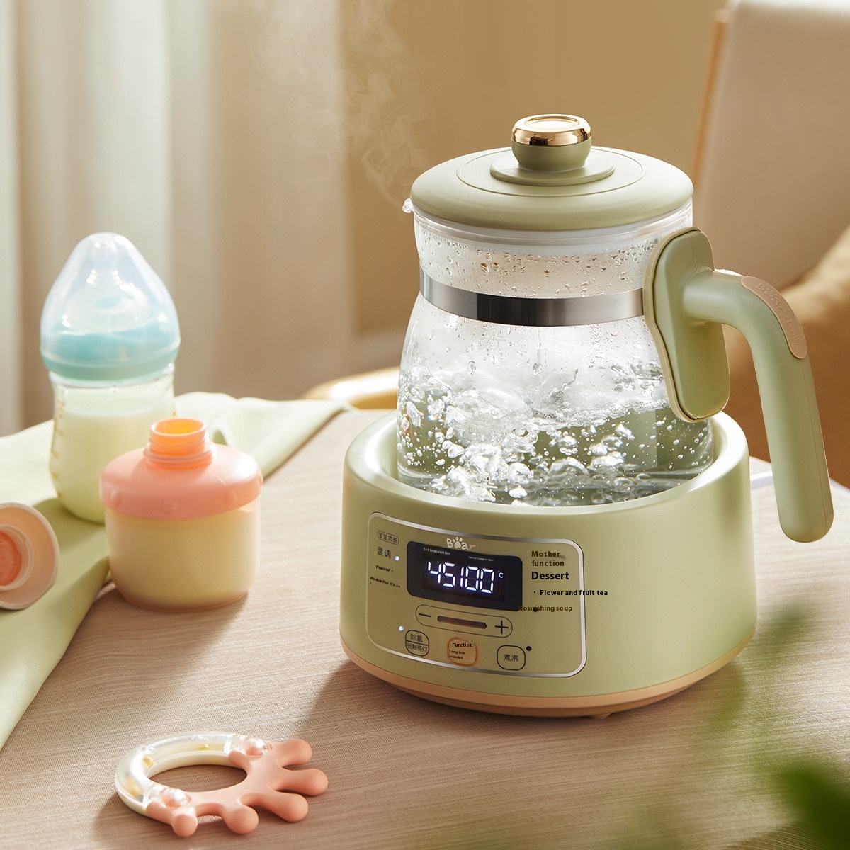 Bear Thermostatic Kettle Baby Milk Regulator Warm Milk Electric Kettle Night Light316 Stainless Steel TNQ-D12 W7