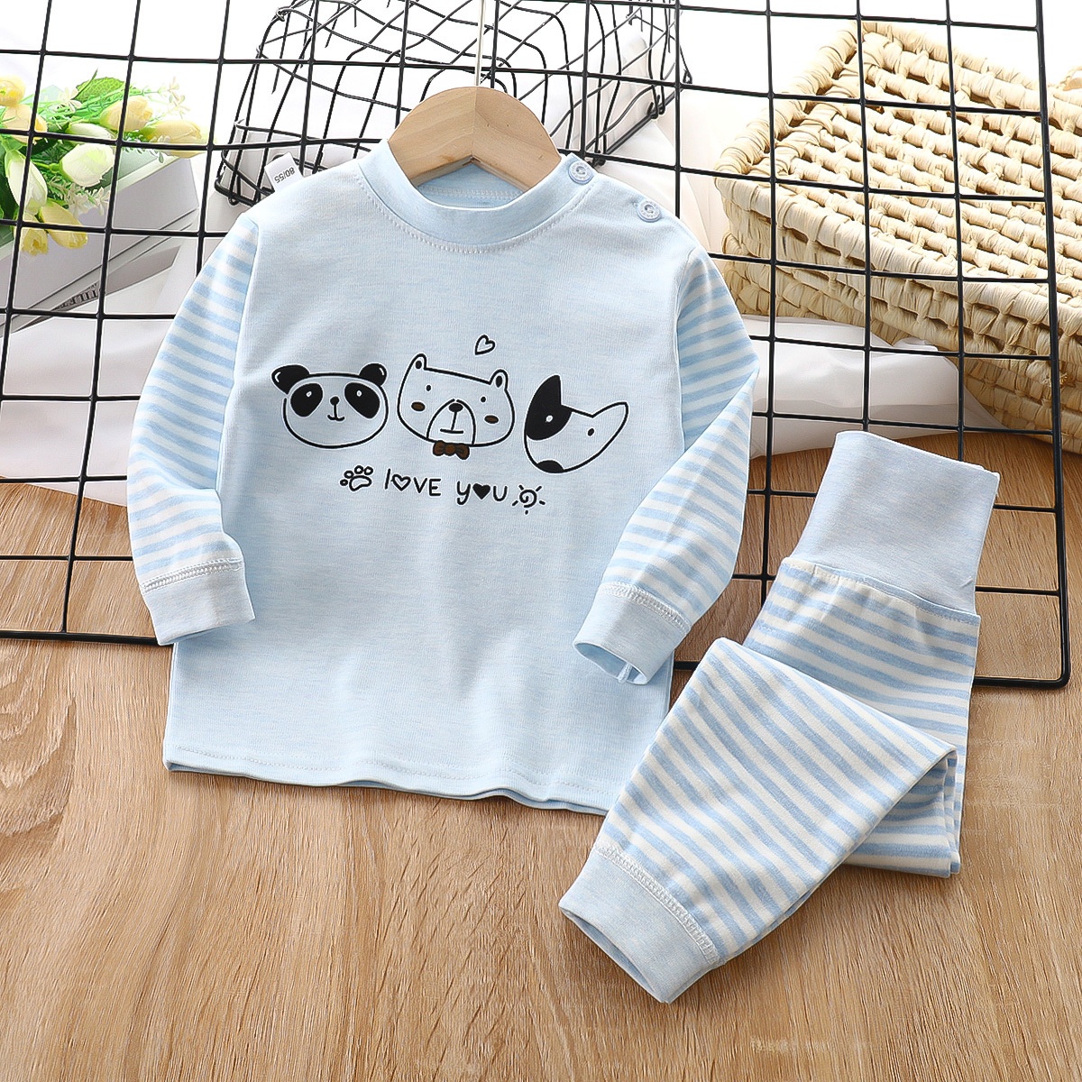 Infant And Toddler Baby Autumn Clothing And Autumn Trousers Suit Pure Cotton Male And Female Baby Autumn And Winter Pajamas Children's Bottoming Shirt Underwear Suit