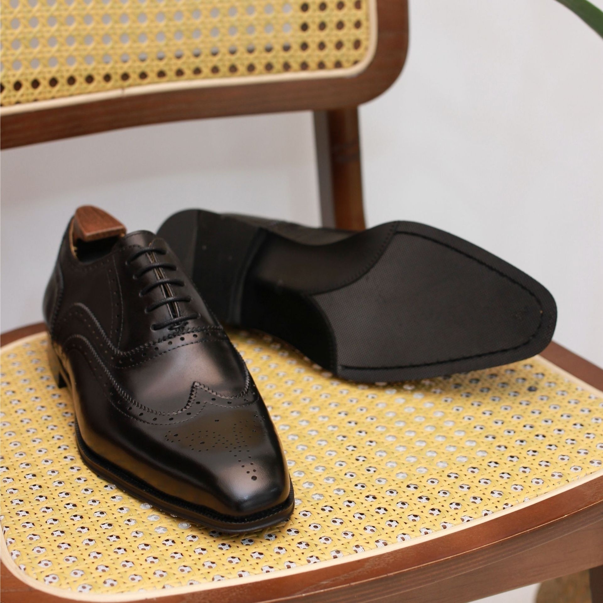 British Cowhide Casual Genuine Leather Autumn And Winter Men's Business Formal Three-joint Brogue Leather Shoes Oxford Shoes Men