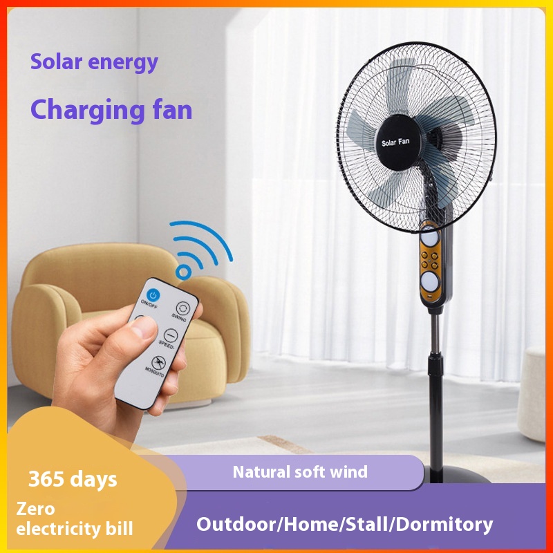 Solar Floor Fan Outdoor Camping Portable Table Fan High Wind16-inch Home Remote Control Power Outage Emergency Fan