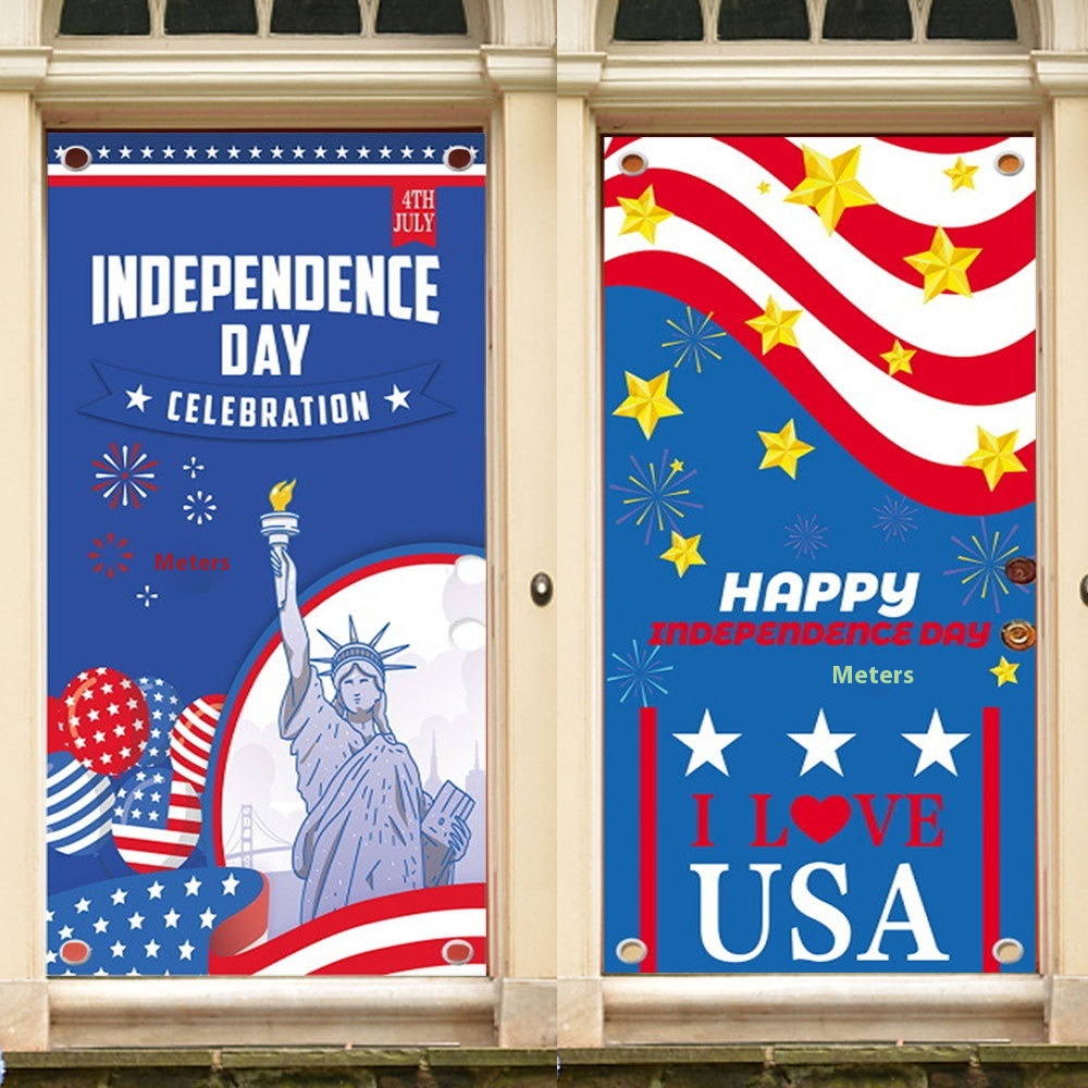 Products American Independence Day Decorations Courtyard Gate Hangings Party Layout Props Creative Door Cover Hanging Cloth