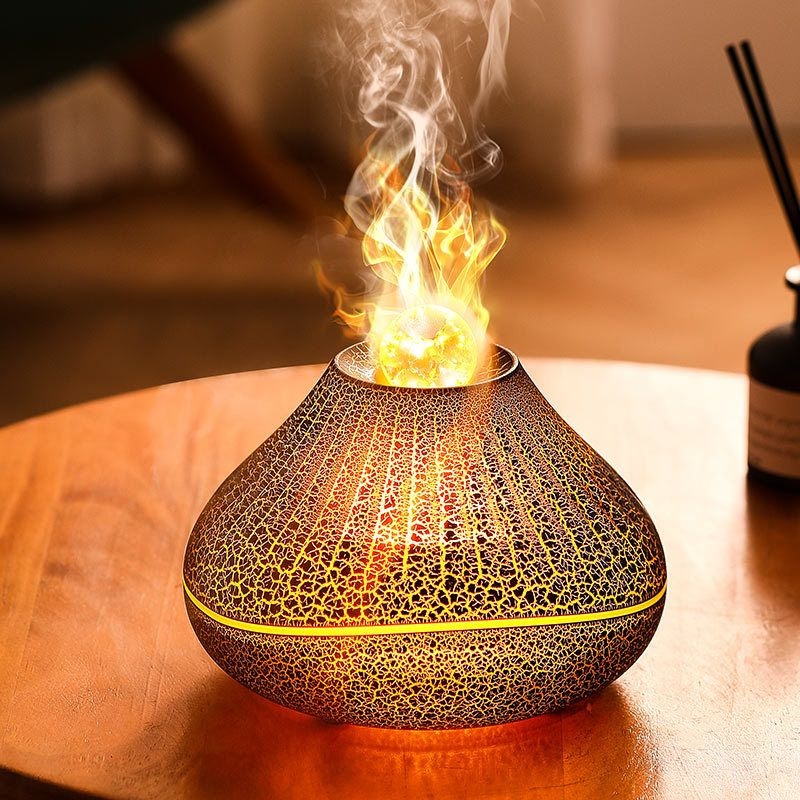 Colorful Simulation Flame Aromatherapy Machine USBHousehold Humidifier Crack Flame Bead Aromatherapy Machine Fragrance