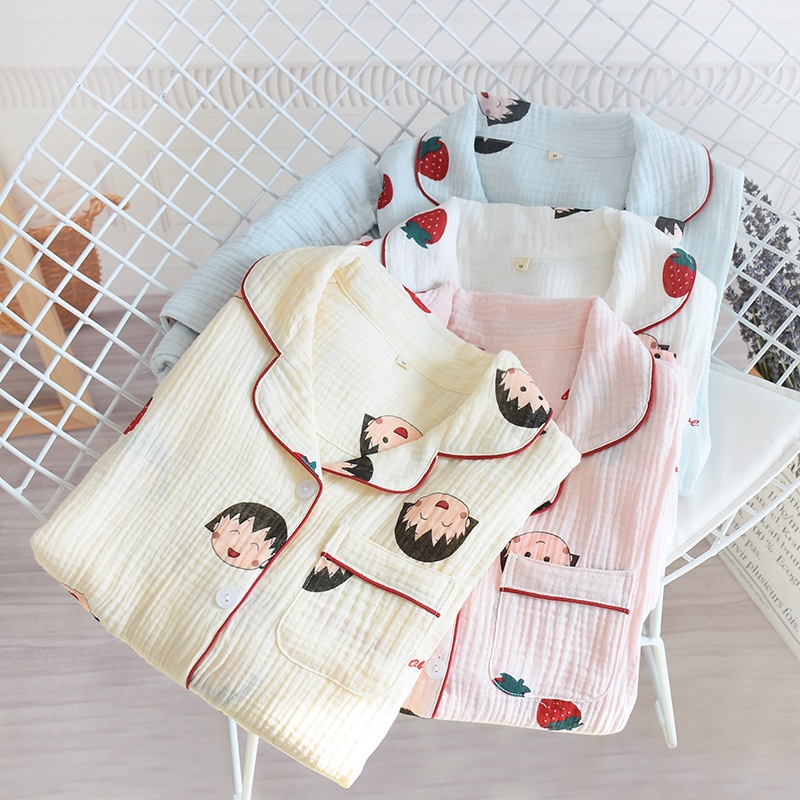 Confinement Clothes Women's Large Size Nursing Pajamas Washed Cotton Gauze Home Clothes Crepe Nursing Clothes Maternity Pajamas