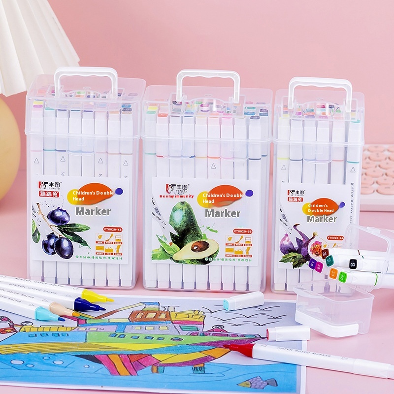 Double-ended Water-based Marker Set Primary School Students'Painting Pens24 Colors48 Colors Children's Art Pens Stationery