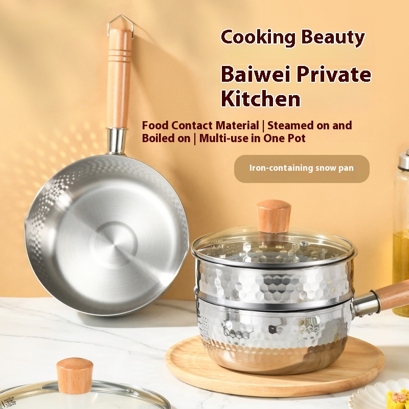 Japanese Stainless Steel Snow Pan Household Small Milk Pot Auxiliary Food Non-stick Pot Noodle Soup Pottant Noodle Pot Induction Cooker Small Pot