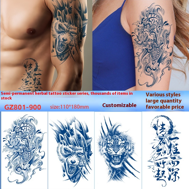 Herbal Juice TATTOO Stickers Half Arm Arm Wrist Personality European And American TATTOO Embroidery Waterproof Realistic Stickers TATTOO
