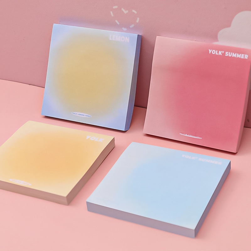 Egg Yolk Gradient Solid Color Sticky Note Student Mark Message Note Book Exam Office Note Paper Takeaway NTimes Sticker