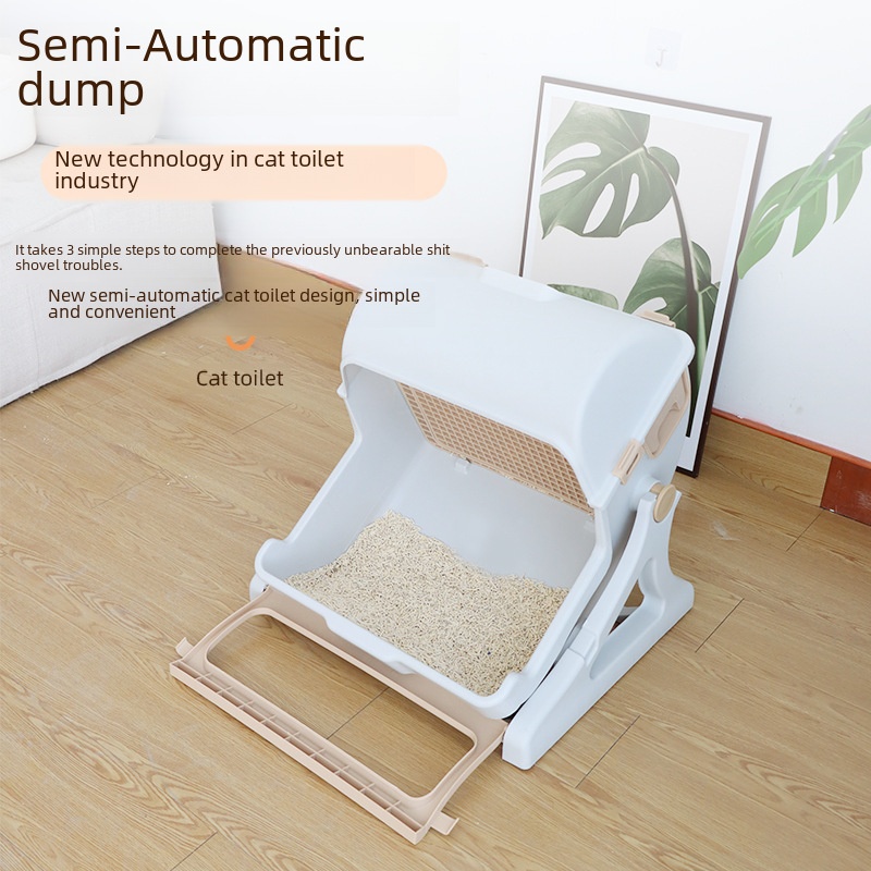 Cat Litter Box Cat Sand Basin Toilet Durable Plastic Material Non-slip Base Easy To Clean Deep Litter Box For Cats