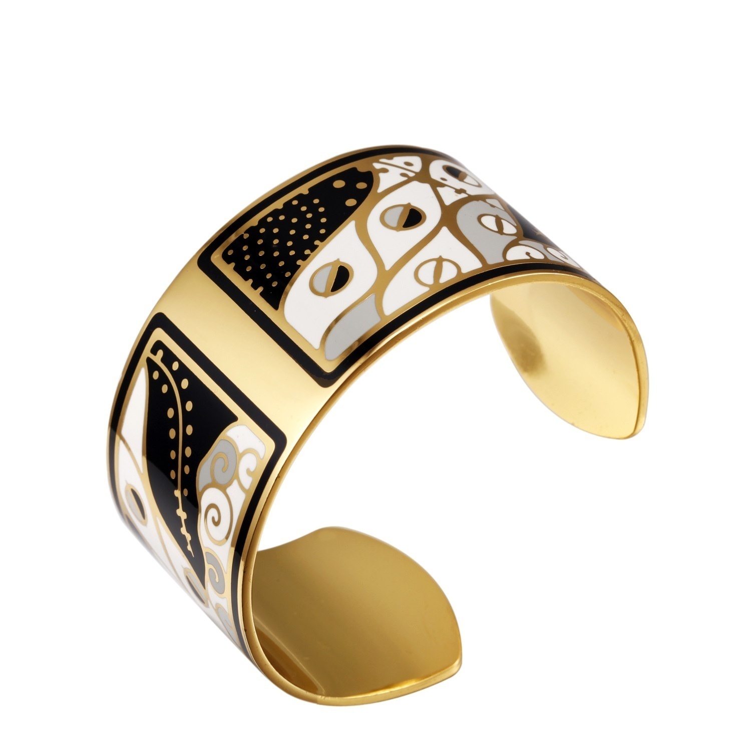 Enamel Bracelet European And American Open C-shaped Colored Copper Plated18k Real Gold Bracelet Valentine's Day