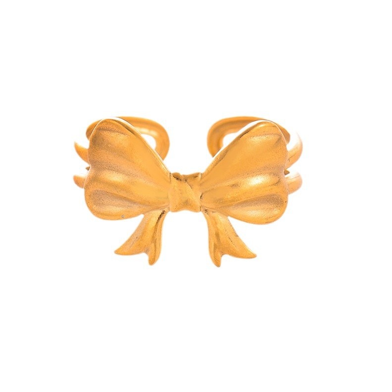 Korean-style Hot Style Distinctive Hip-hop Bow Stainless Steel Ring Women's Creative Sweet Delicate Titanium Steel Ring