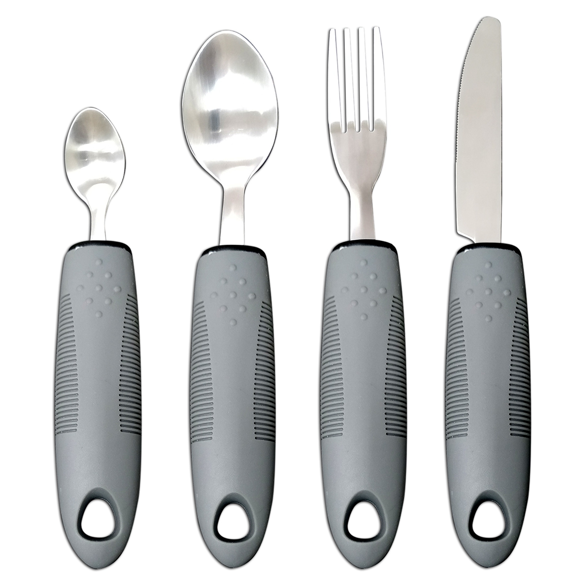 Stainless Steel Rubber And Plastic Handle Disabled Anti-Shake Adaptive Elderly Food Aid Rehabilitation Tableware Knife, Fork And Spoon Set