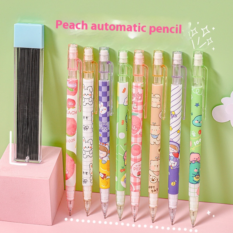 Creative Peach Automatic Pencil Primary School Students High Value Activity Pencil Cute Free Sharpening Push Pencil