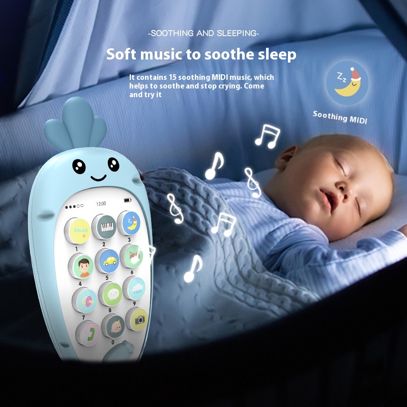 Baby Children Music Mobile Toy Girl Boy Phone Mini Carrot Baby Can Bite Children Simulation Educational