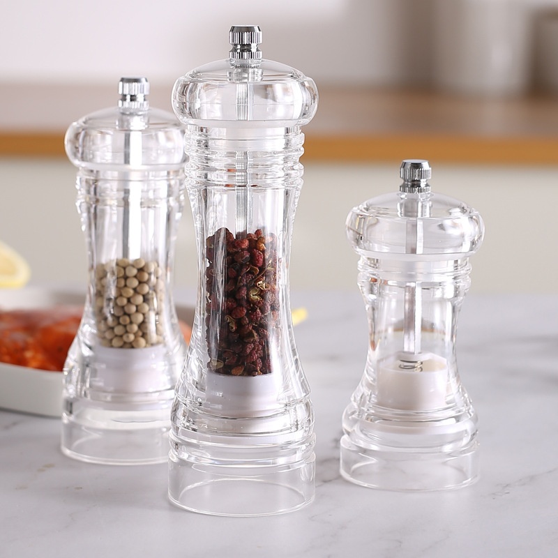 Manual Acrylic Grinder Black Peppercorn Spice Grinder Multi-purpose Seasoning Bottle Kitchen Tool Sea Salt Grinder