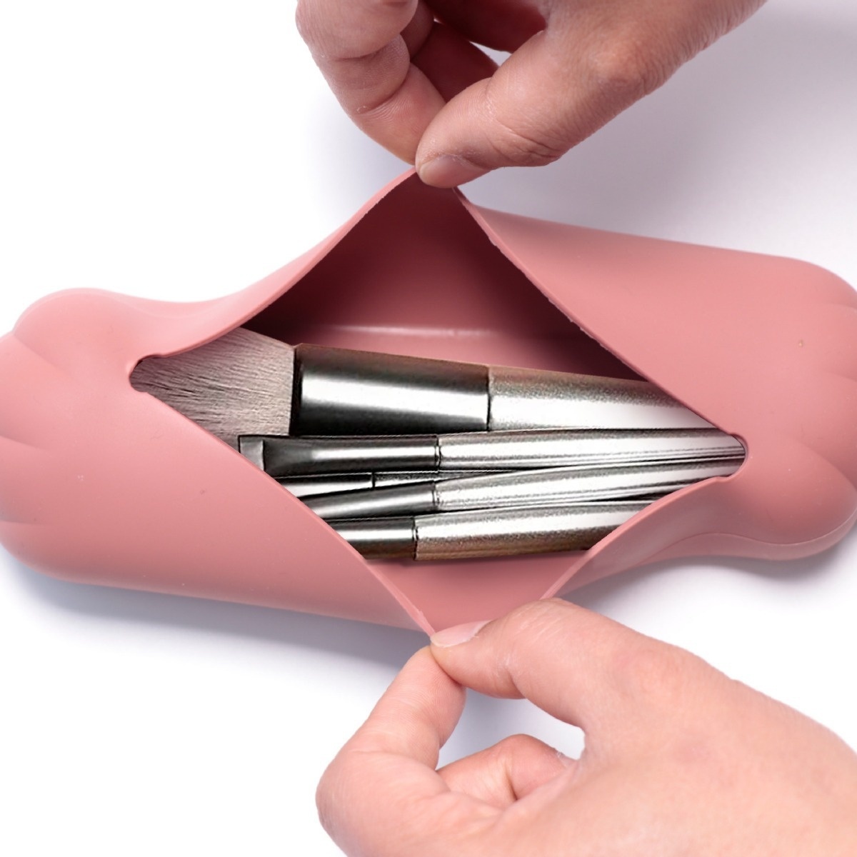 Portable Silicone Makeup Brush Storage Bag Dustproof Makeup Brush Box Home Travel Essential Women's Storage Bag